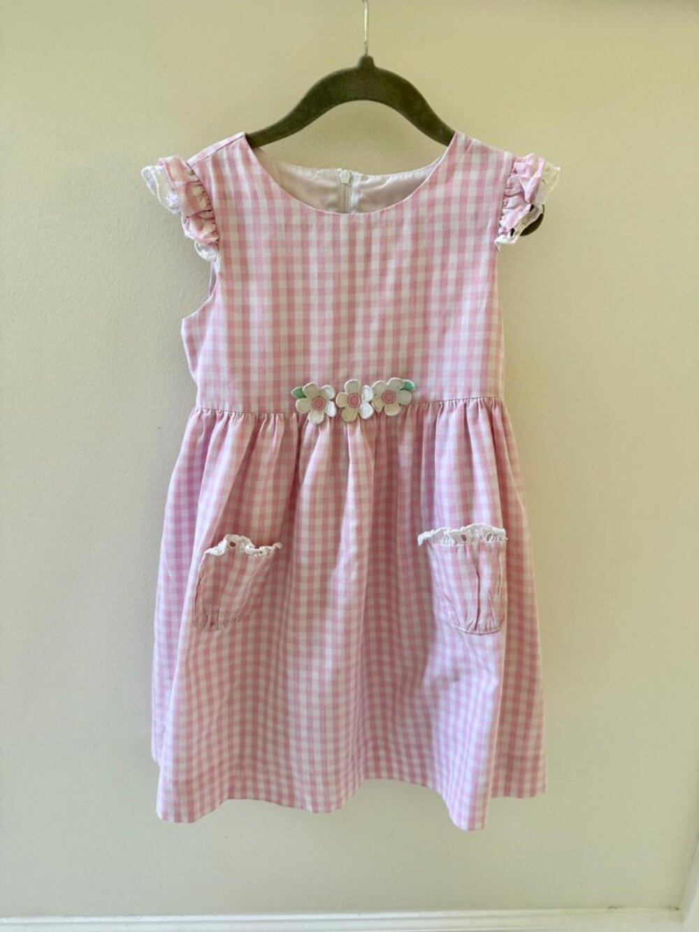 Florence Eiseman Pastel Pink White Plaid Dress Size 5 (C3779)
